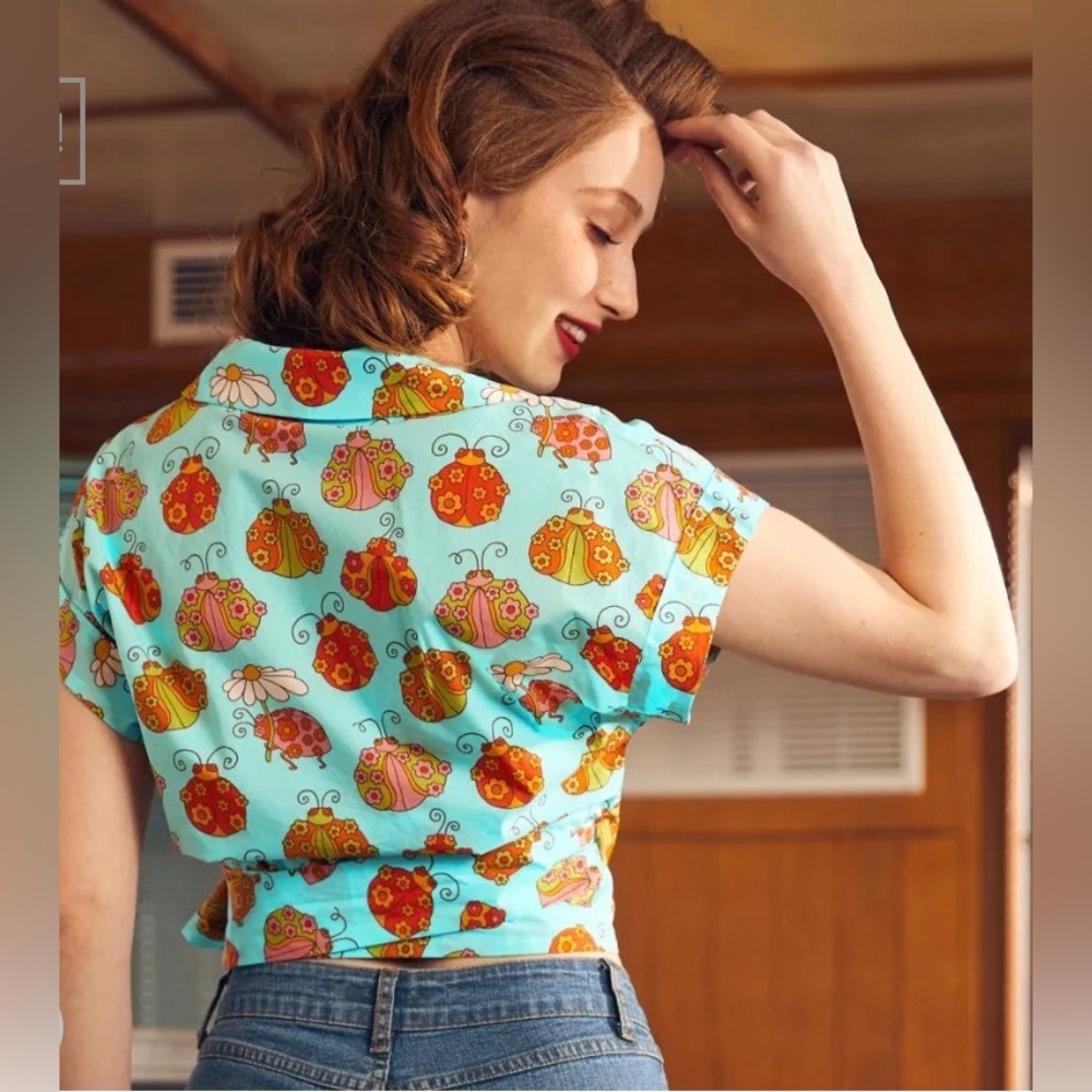 NWT MODCLOTH x MARISOL MURO FABULOUS FANTASIES WRAP TOP Sz. L - Picture 2 of 7